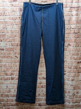 Lyssé New York Dark Wash Denim Look Pull-On Pants Straight Leg Size Large